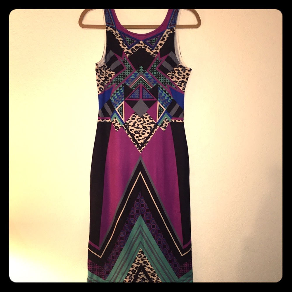 Long Geometric Patterned Dress. AKIRA.